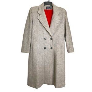 Vintage Ms. Freddi Gray Herringbone Wool Blend Coat Size M Office Academia 80s